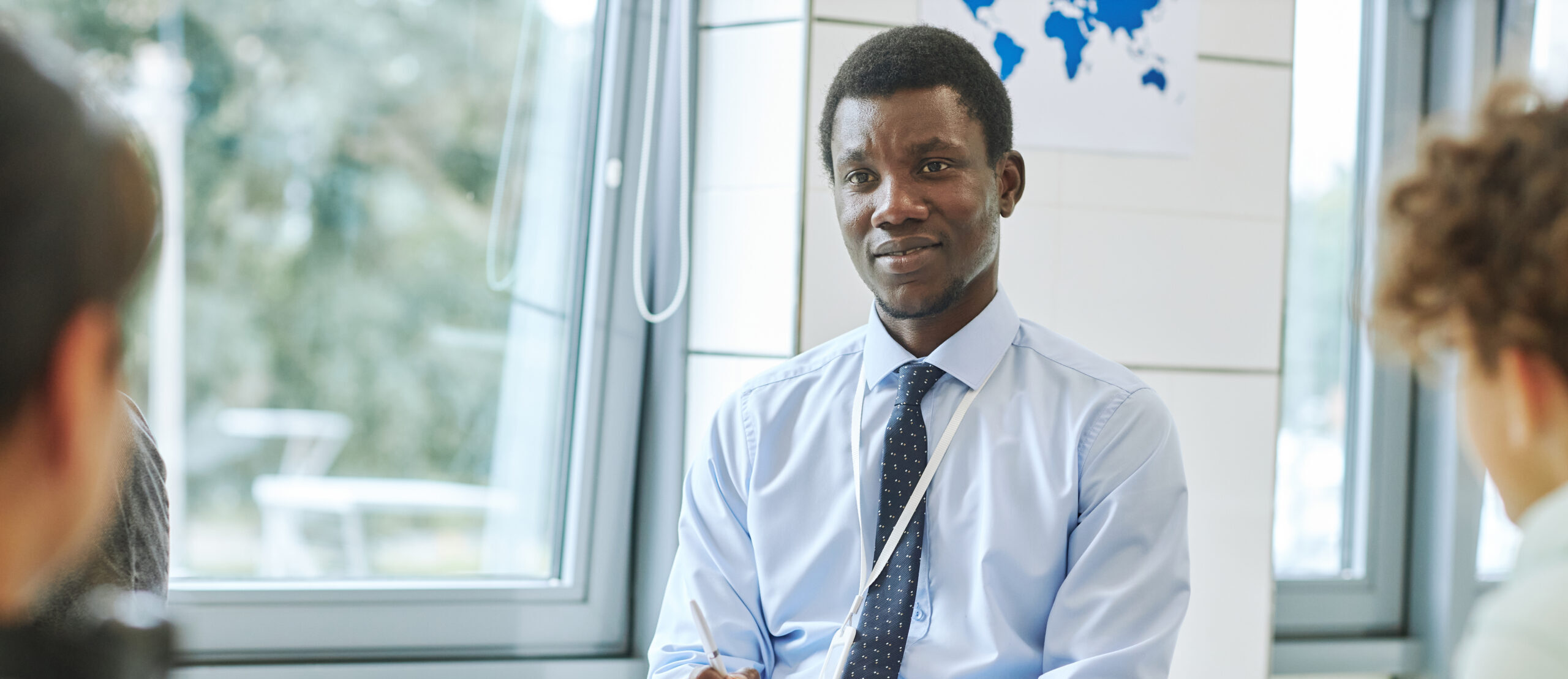 man sitting in interview